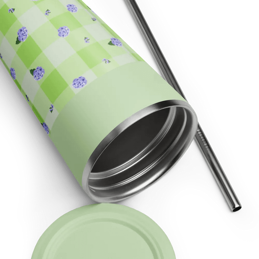 Hydrangeas on Gingham Metal Tumbler product image (12)