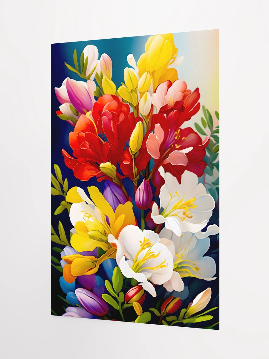 Red Yellow and Purple Freesias Colorful Freesia Flowers Matte Poster product image (5)