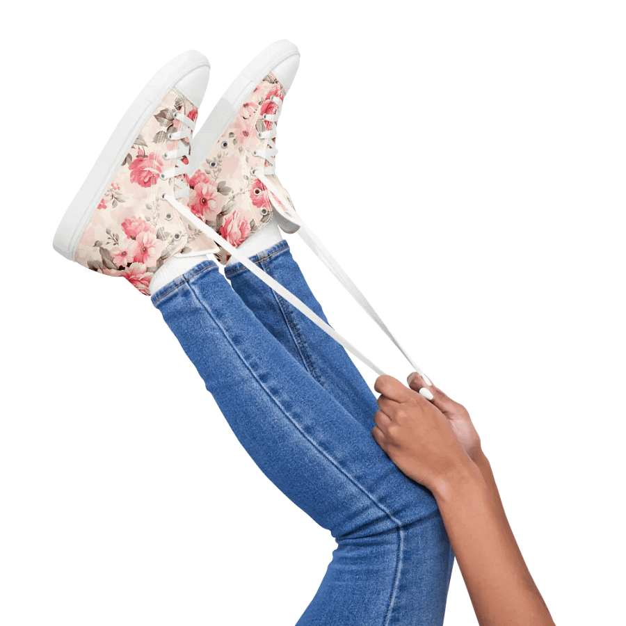 Women's Pink Floral High Top Canvas Shoes product image (3)