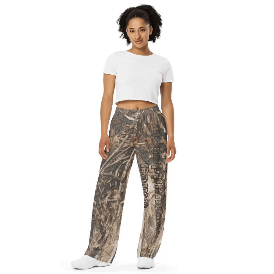 Unisex Wide-Leg Pants - Dead Split - It Happennnns Camo product image (9)