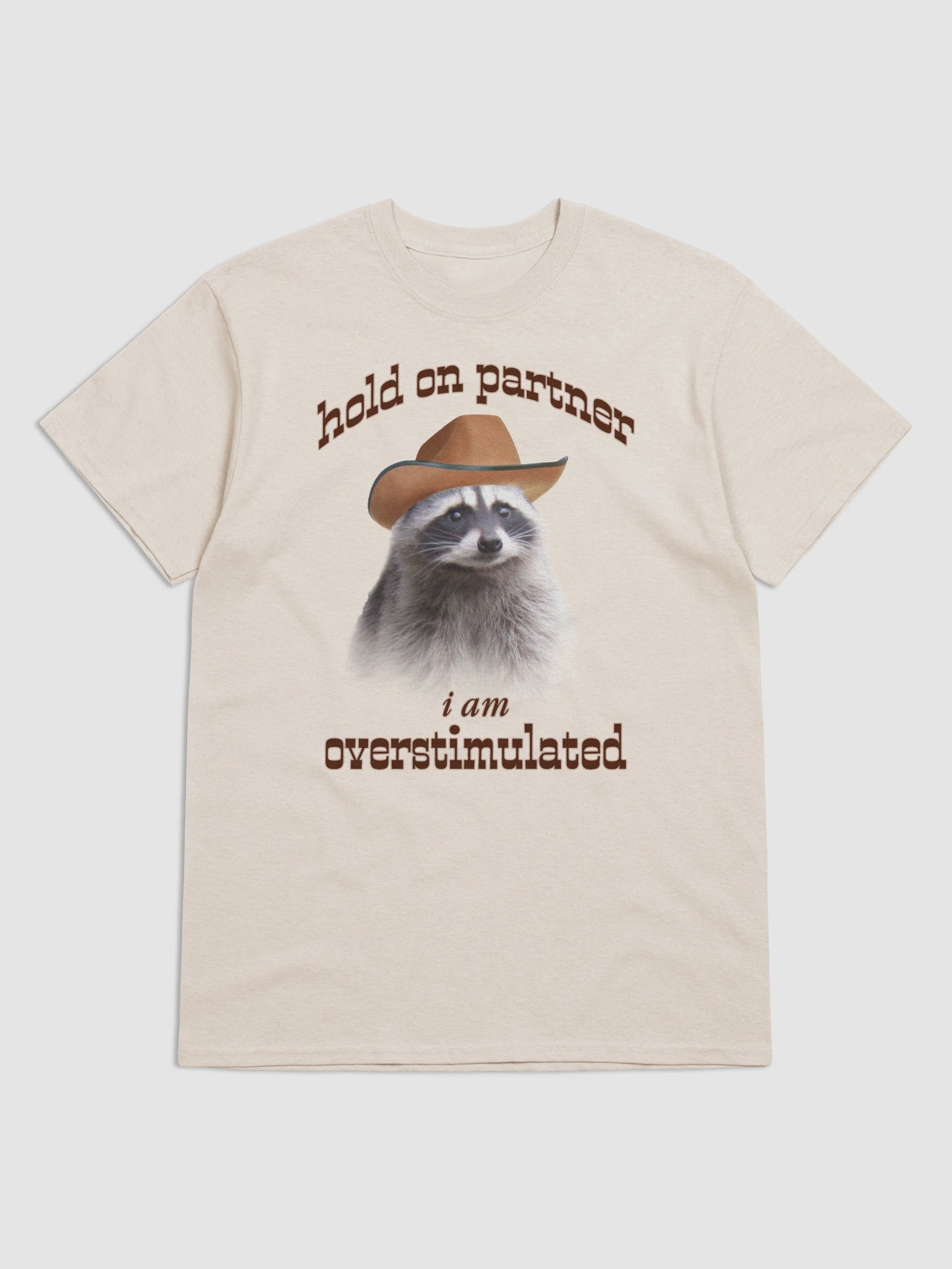 Hold On Partner I'm Overstimulated - Raccoon T-shirt product image (1)