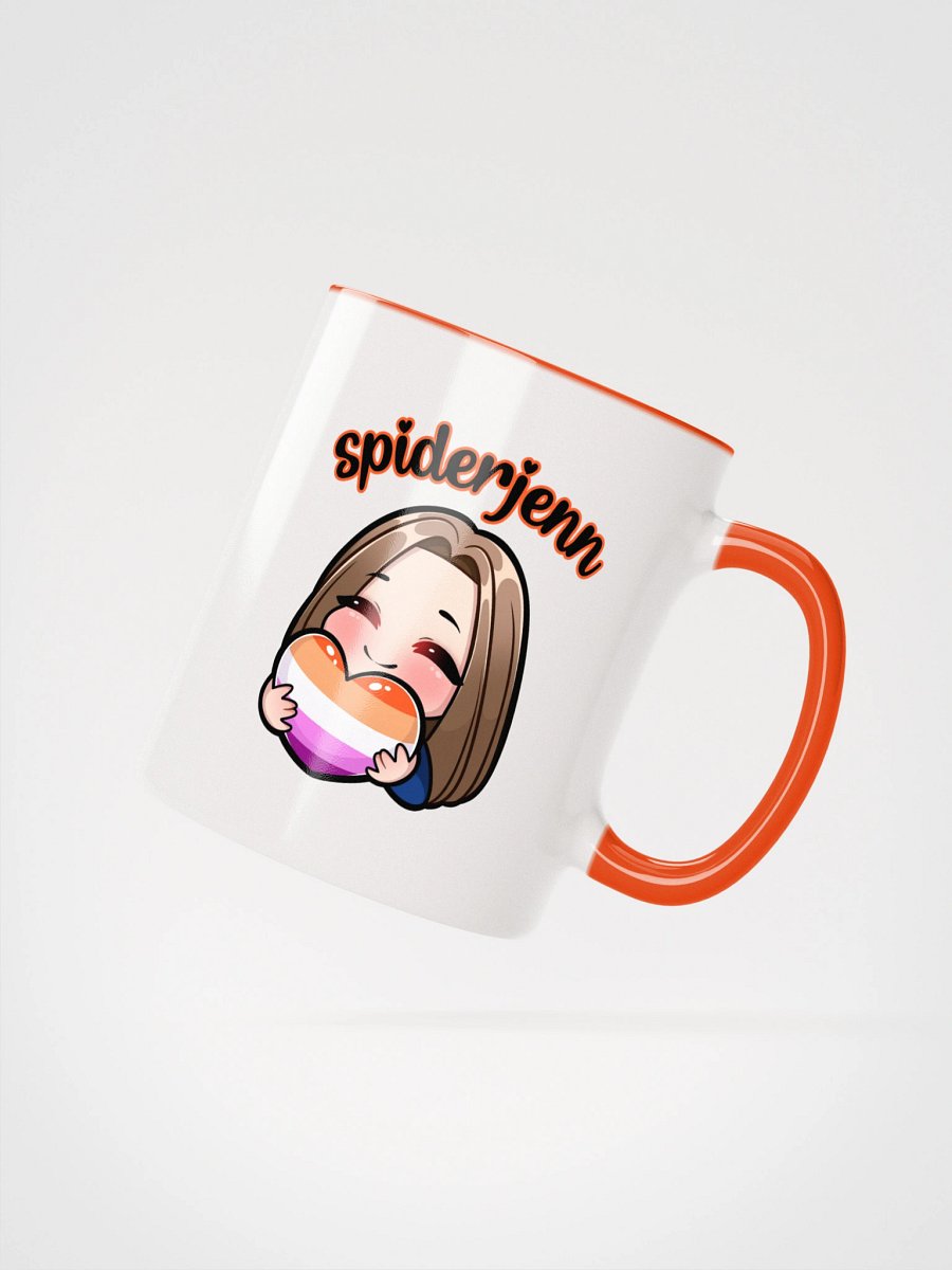 SpiderJenn Lesbian Heart Mug (Orange) product image (2)
