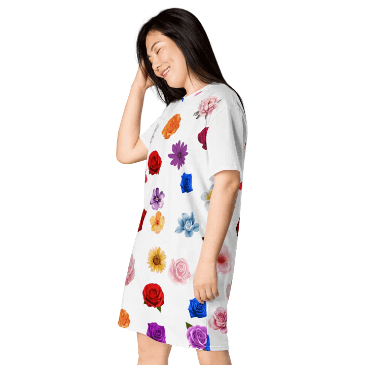 Colorful Rose Flowers T Shirt Dress product image (2)