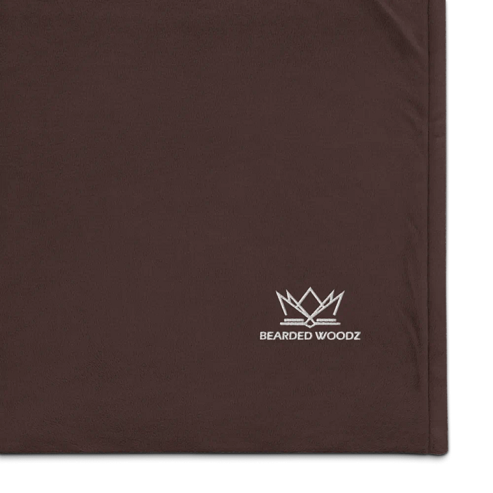 Bearded Woodz Embroider Sherpa Blanket (Brown/ White) product image (1)