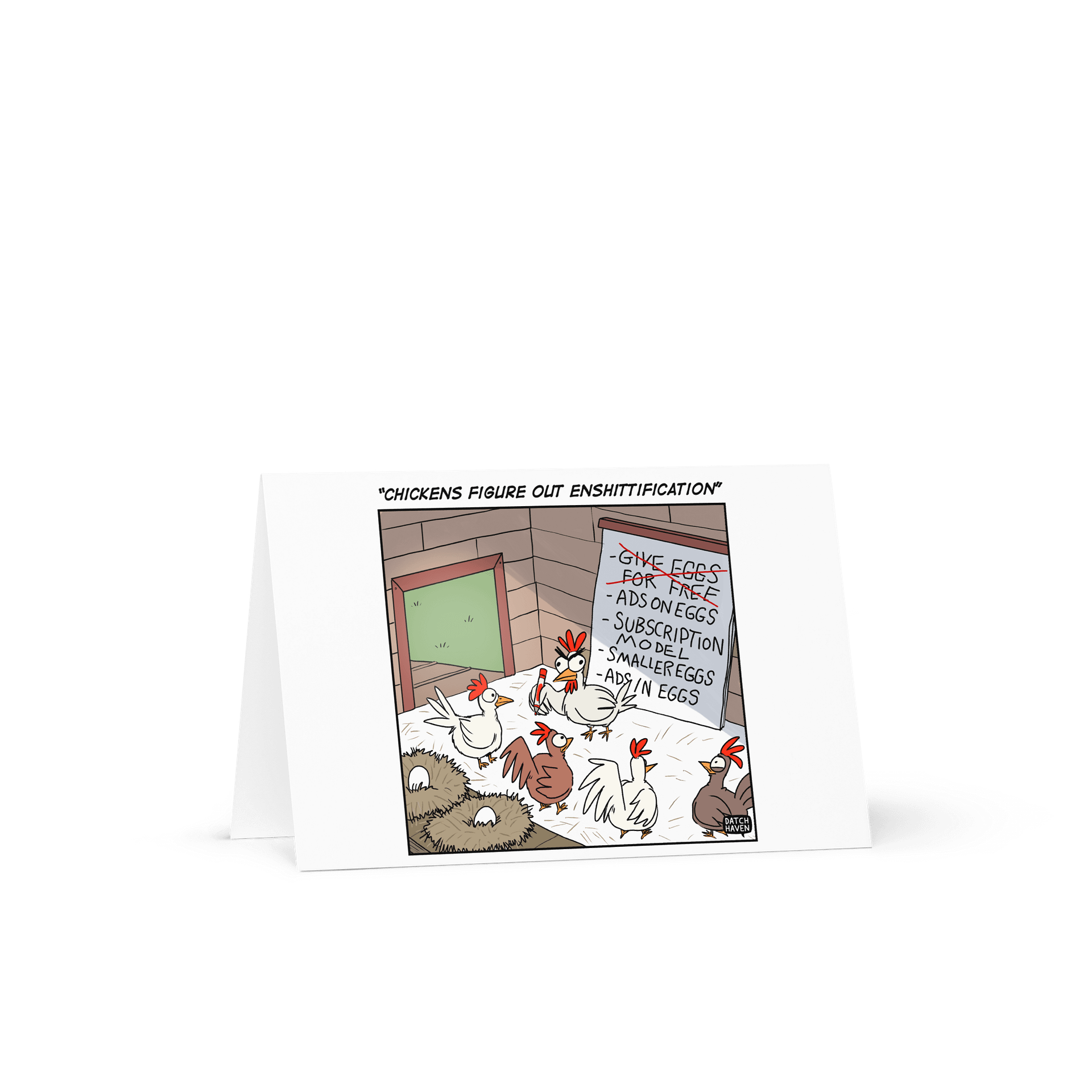 "Chickens figure out enshittification" card product image (1)