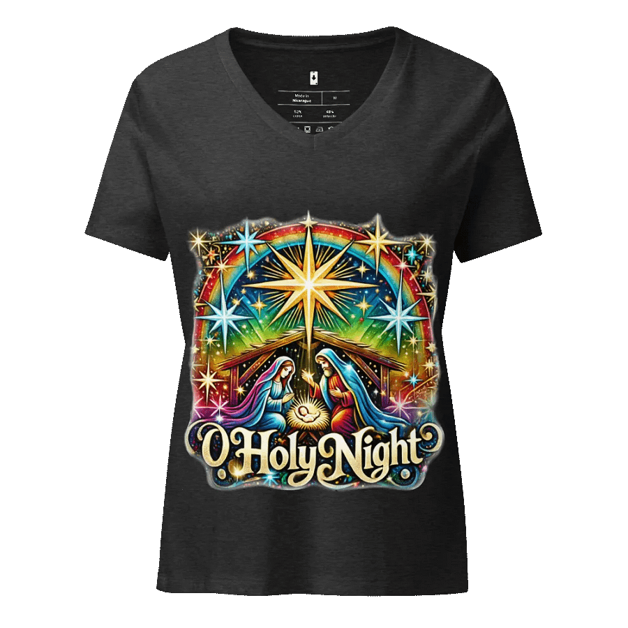 O Holy Night Nativity Scene V-Neck Tee product image (3)