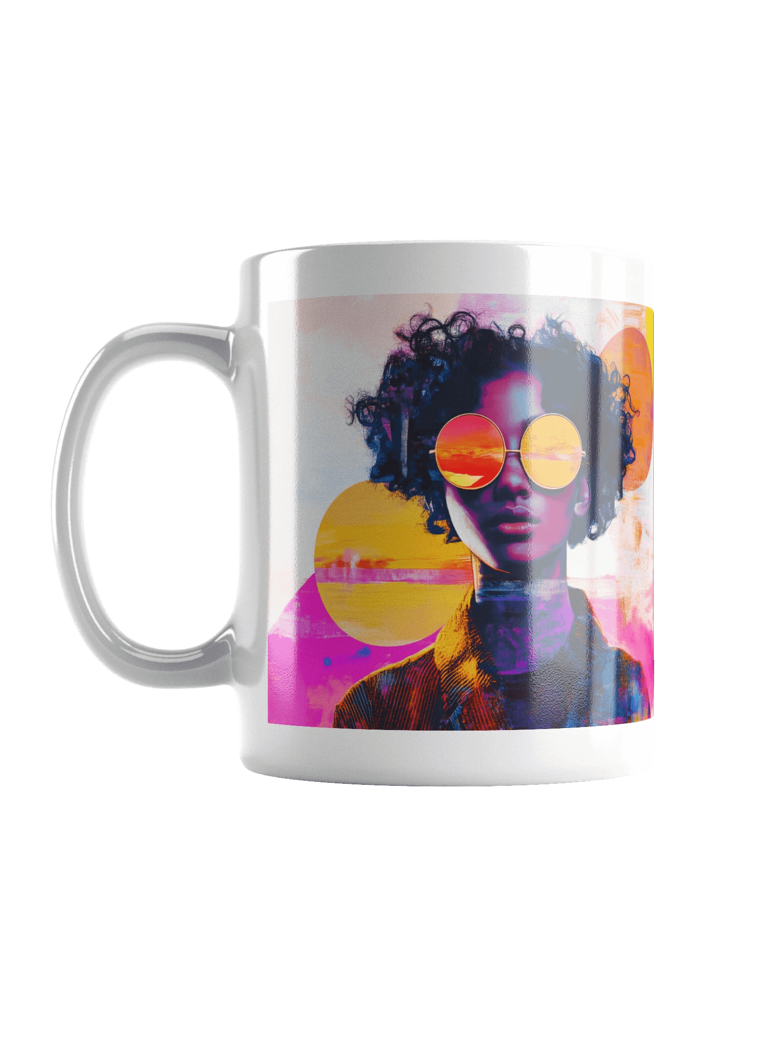 Sunset Sunglasses Coffee Mug Neon Pop Art Portrait product image (1)