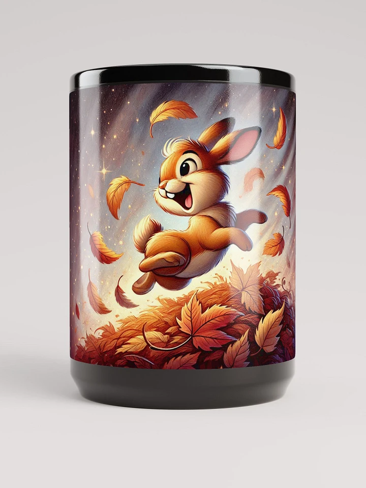 autumn Leaves Bunny Rabbit 16 oz Black Glossy Mug product image (1)