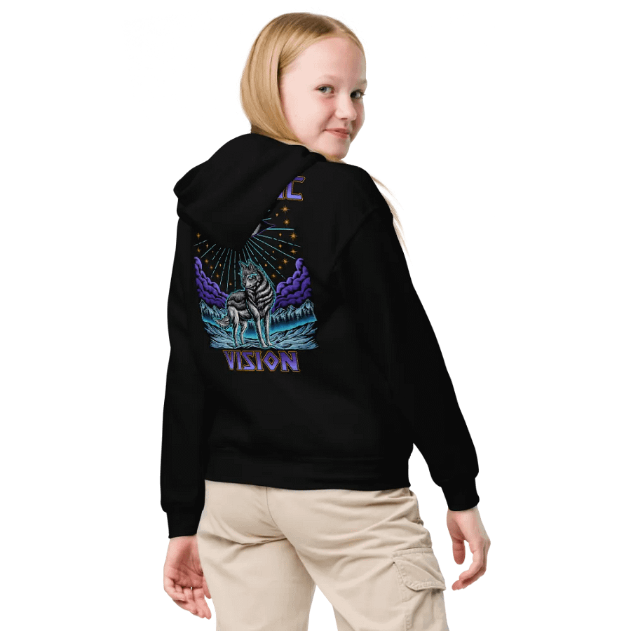 Wolf Sky Back Kids Gildan Hoodie product image (1)