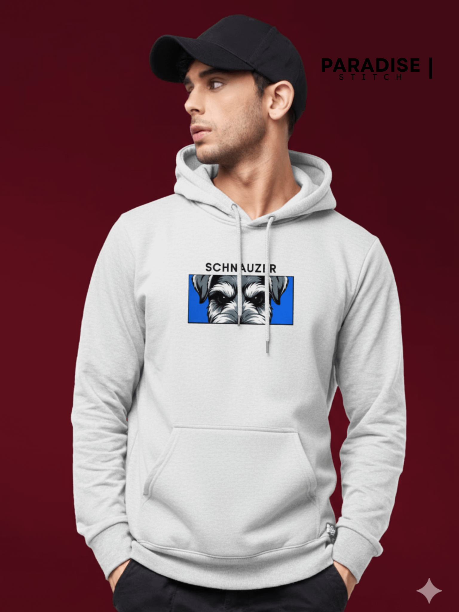 Embroidered Miniature Schnauzer Face Peeking Strip Unisex Hoodie product image (2)