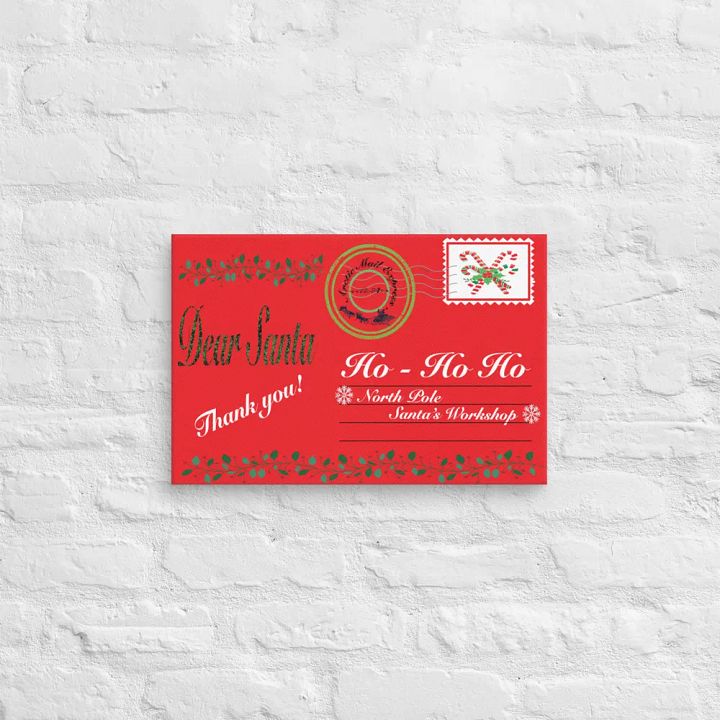 Christmas Wall Art - 'Dear Santa, Thank You!' Letter to Santa Wall Decor Canvas product image (1)