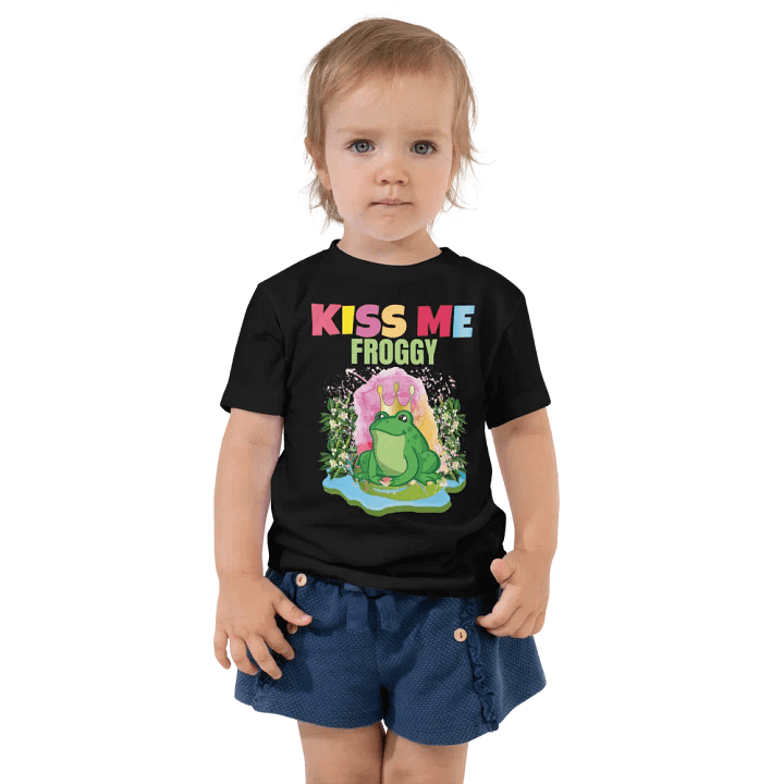 Kiss Me Froggy Colorful Funny Kids T-Shirt – Trendy Bella + Canvas Toddler Gift product image (1)