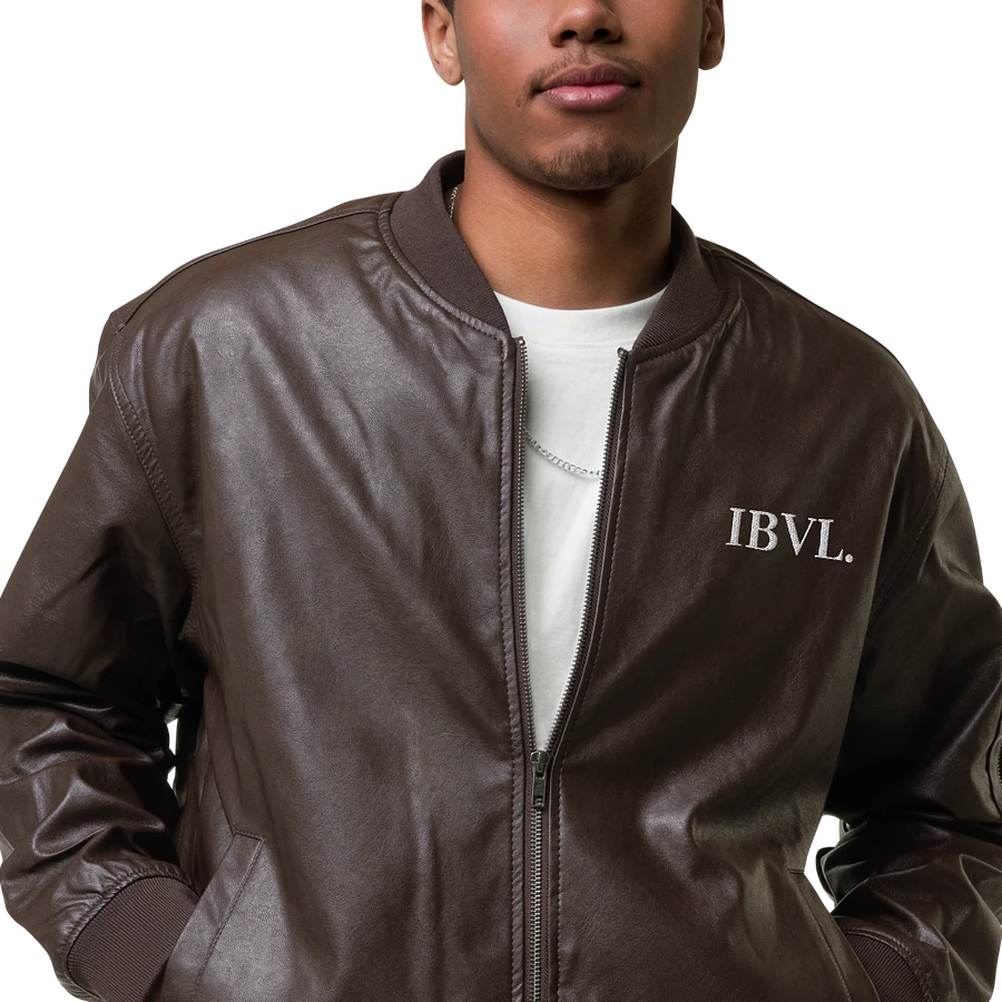 Embroidered Brown IBVL Signature Unisex Faux Bomber Jacket product image (2)