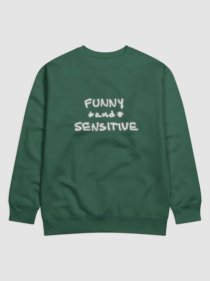 FUNNY *and* SENSITIVE (lined design, #66796E) Printed Premium Cotton Crewneck product image (13)