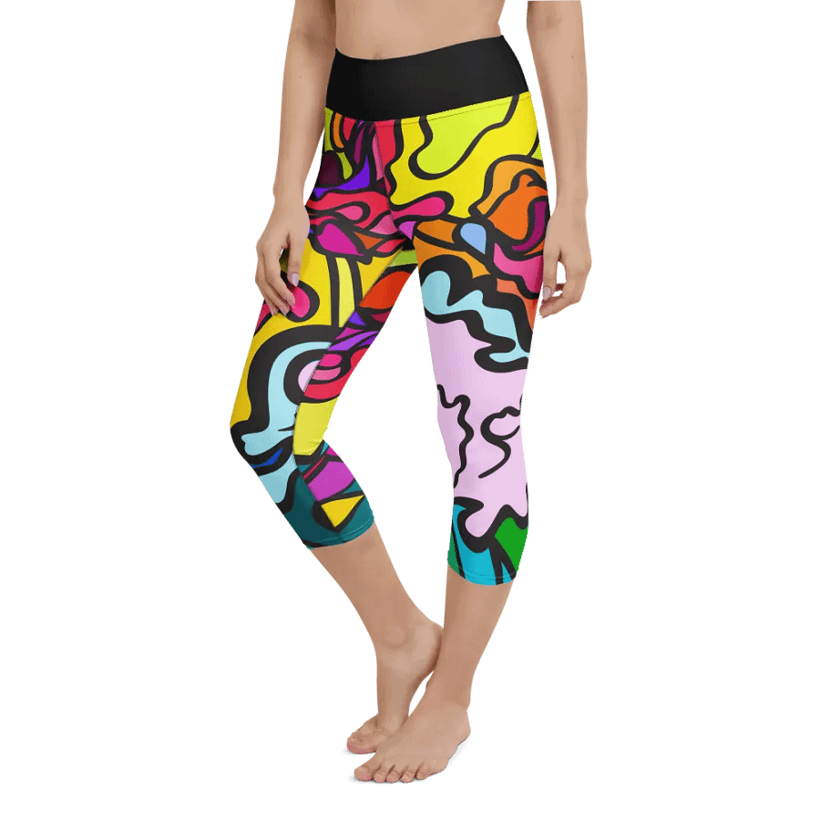 Vibrant Swirl All-Over Yoga Capri Leggings - Wave at Sunset product image (6)