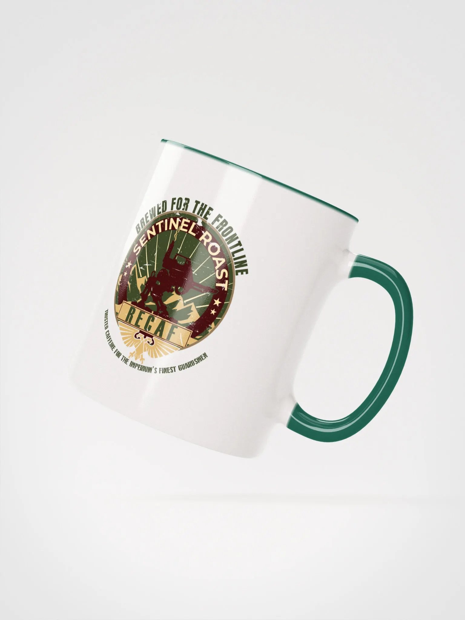 Sentinel Roast Recaff – Retro Warhammer 40K Astra Militarum Propaganda Poster Ceramic Mug product image (8)