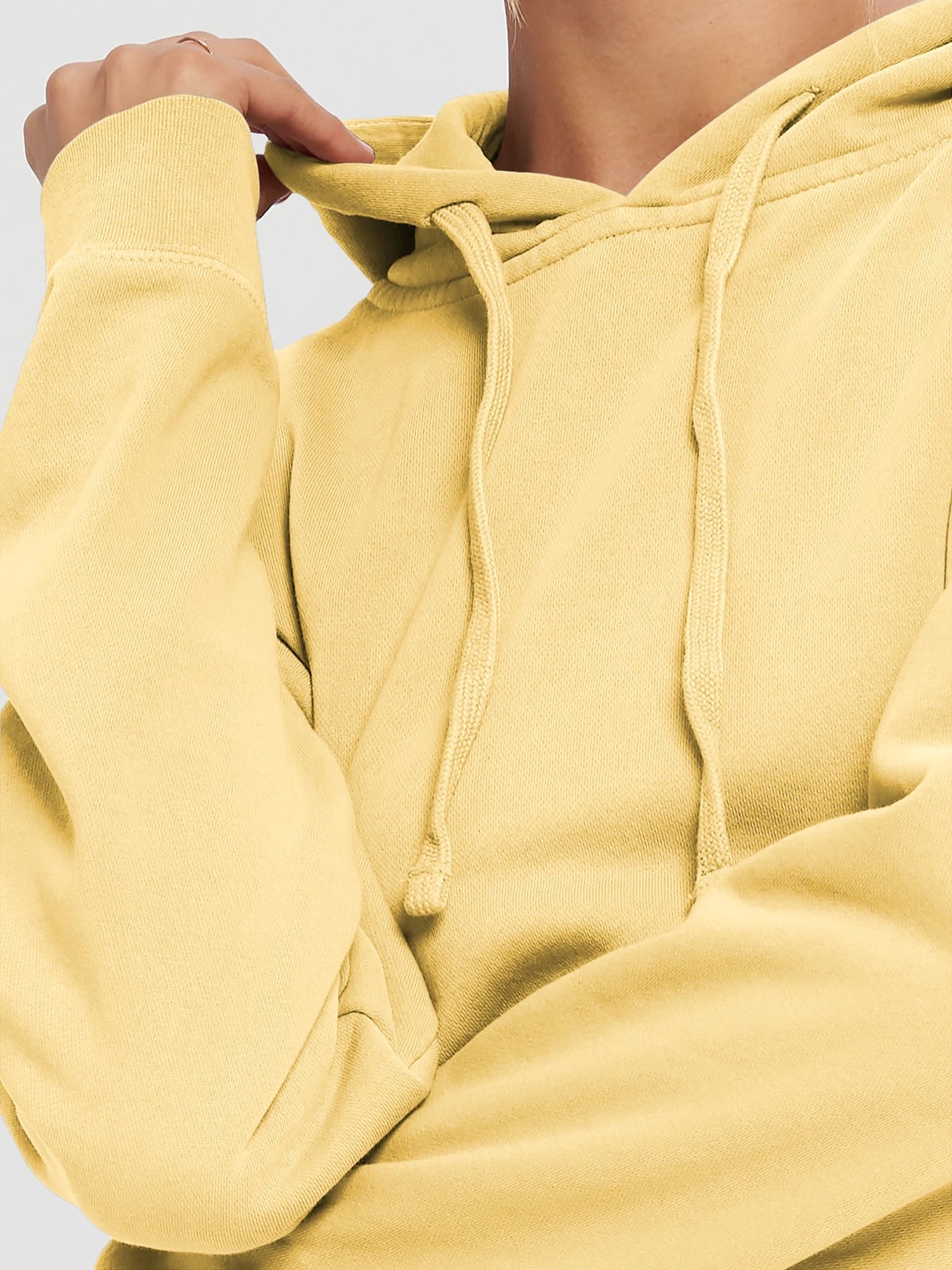 Plain Color Pigment Yellow Hoodie product image (6)