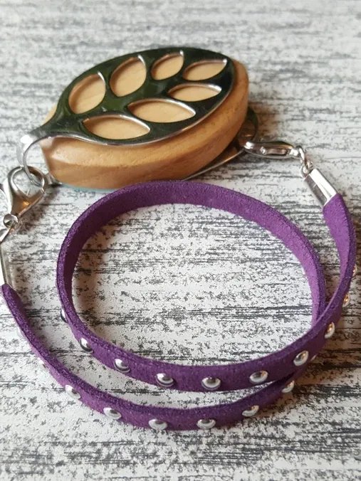 Plum Faux Suede Stud Wrap Bracelet | Handmade Accessory for Bellabeat Leaf Urban & Ivy product image (2)