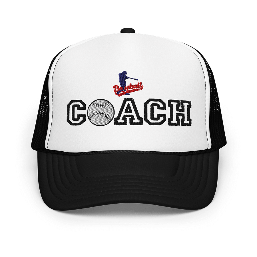Baseball Coach Foam Trucker Hat – 3D Puff Embroidered Snapback product image (1)