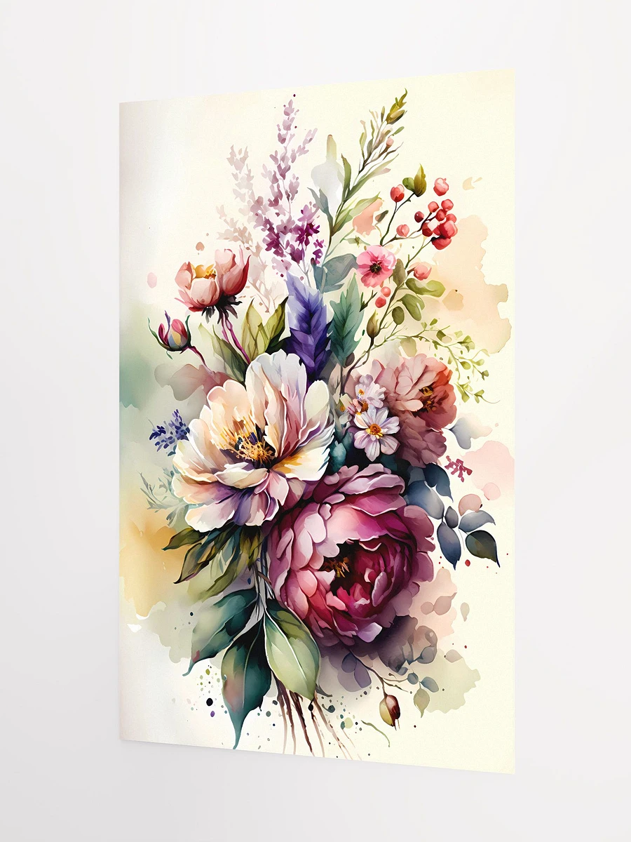 Enchanting Floral Medley Poster: Watercolor Botanical Art for Elegant Interior Design Matte Poster product image (5)