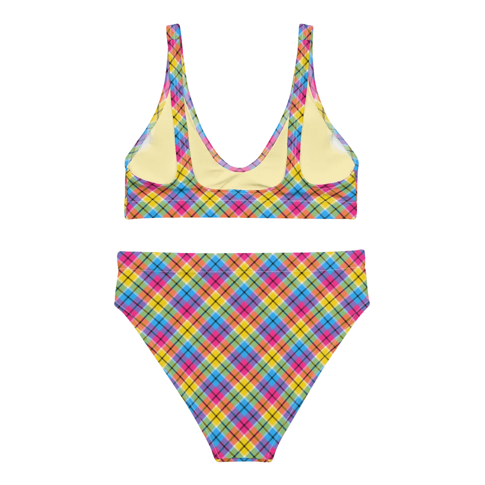 Hot Pink, Turquoise, and Yellow Plaid Bikini product image (4)