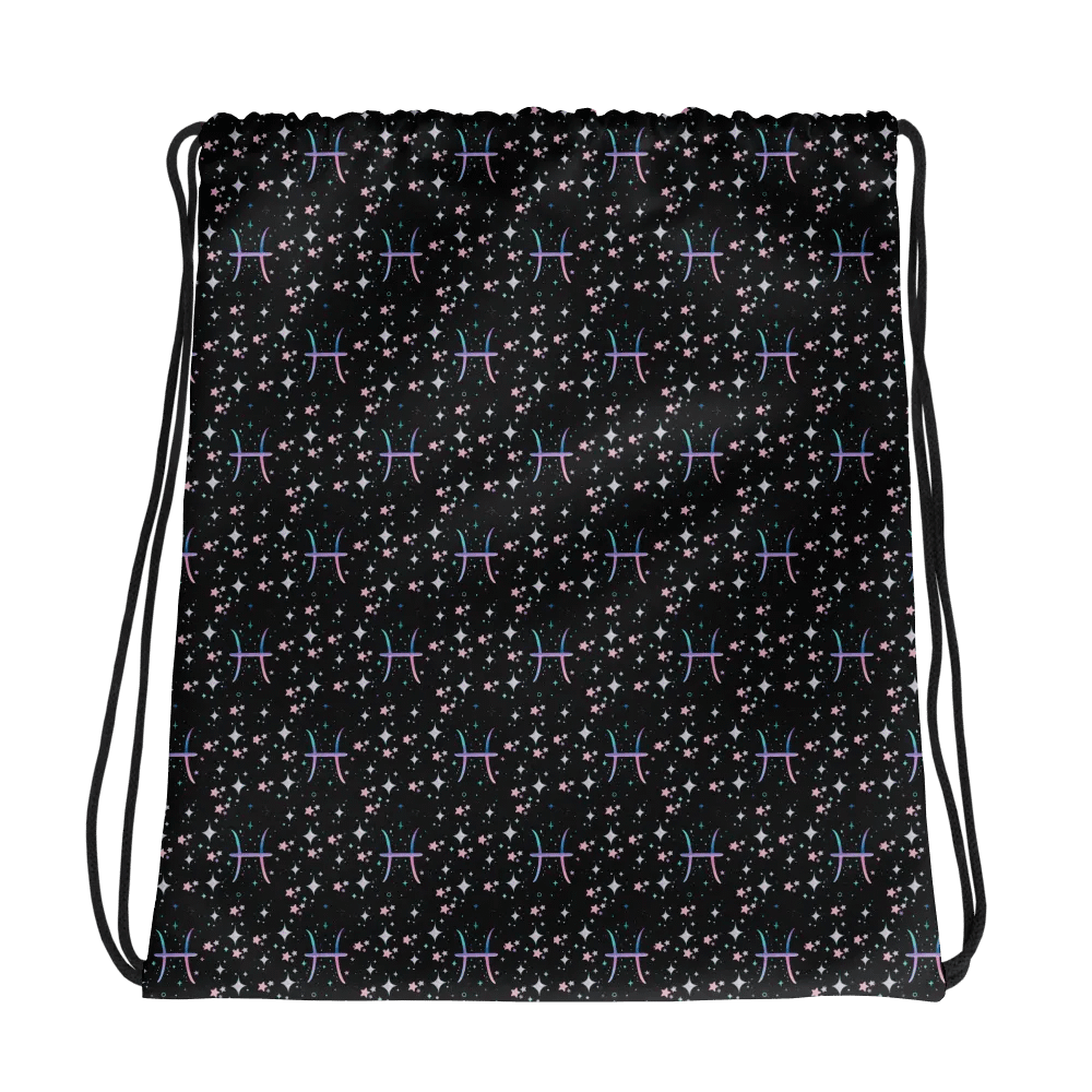 Pisces, Pastel Pisces Glyph, Drawstring Bag product image (1)