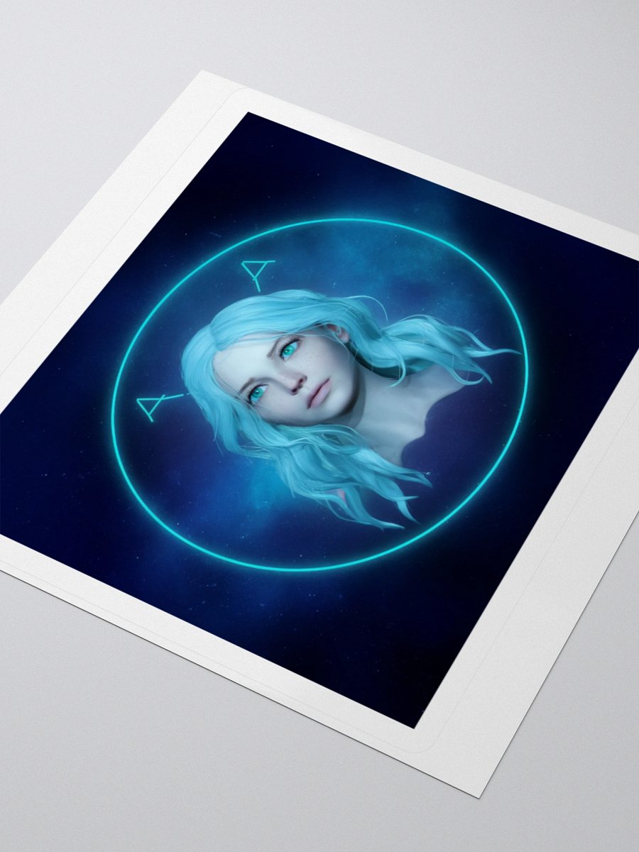 Aquarius Neon Blue Vinyl Sticker - Futuristic Digital Art product image (3)