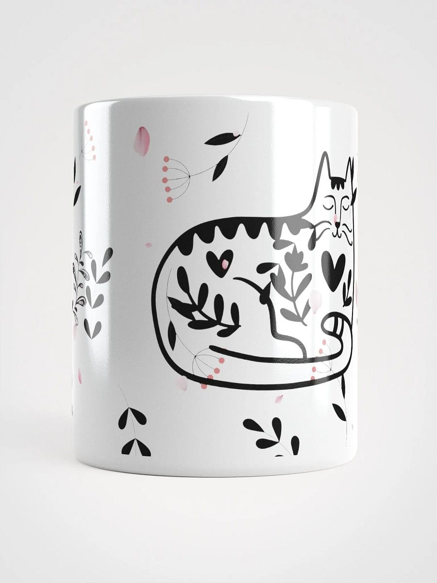 Whimsical Folk Art Cat Love Ceramic Mug|Housewarming Birthday Gifts Cute White GlossyMug product image (14)