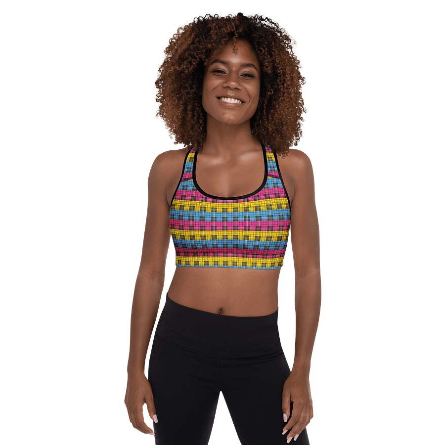 Pansexual Pride Plaid Padded Sports Bra product image (1)