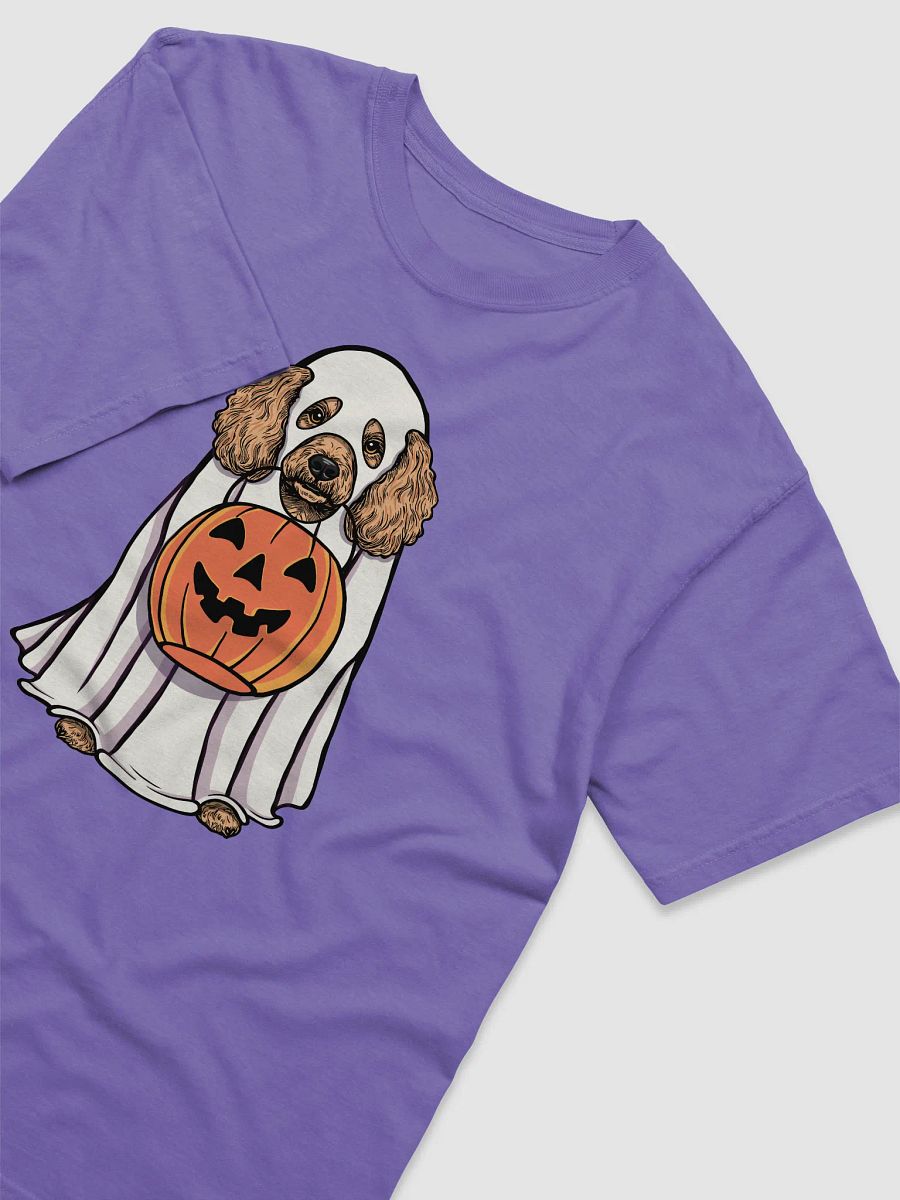 Funny Halloween Mini Poodle T-Shirt | Funny Poodle Wearing a Ghost Costume and Holding a Pumpkin Basket product image (29)