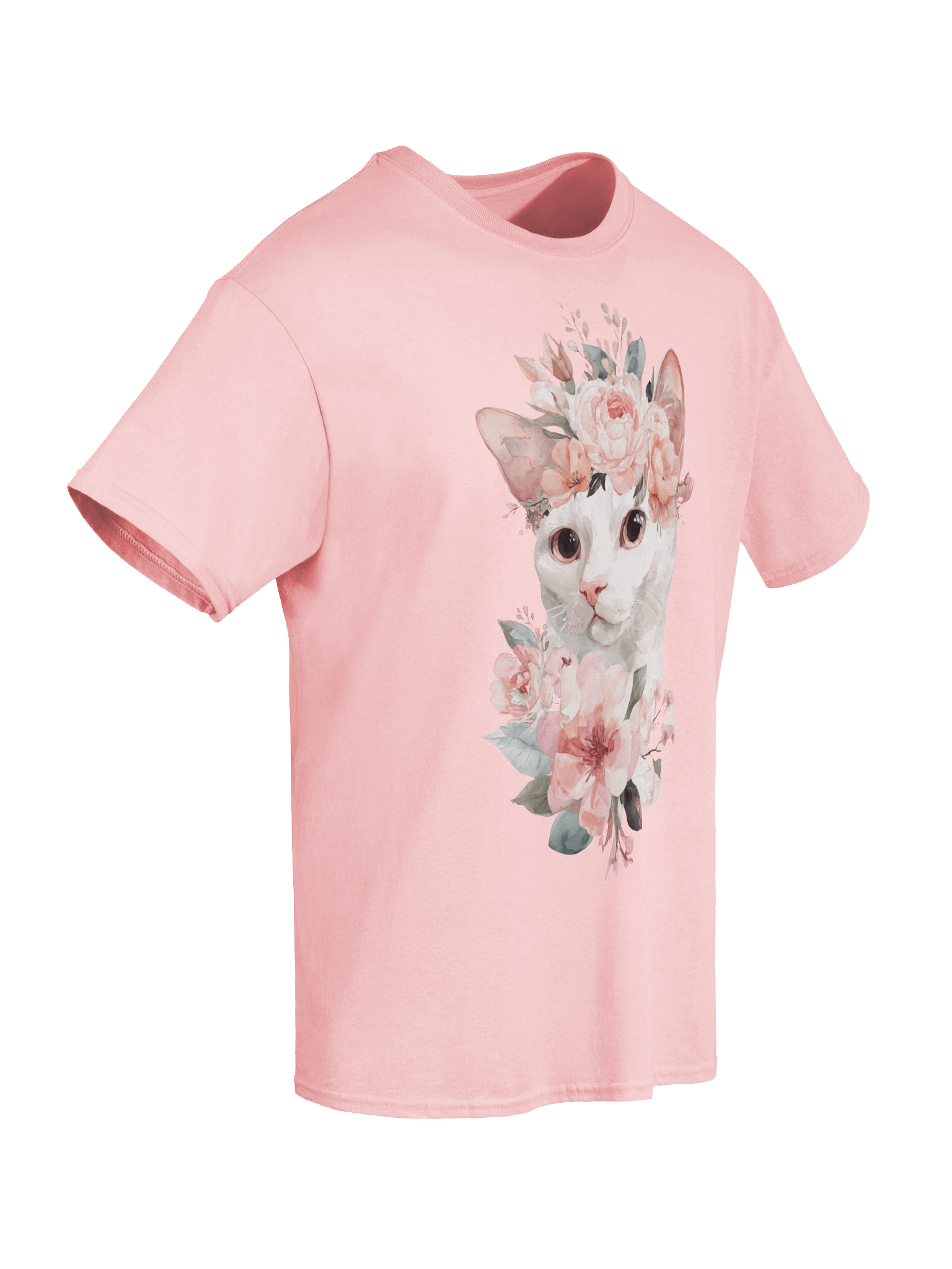 "Blossom Feline" T-Shirt: Watercolor Cat with Floral Crown Tee product image (8)
