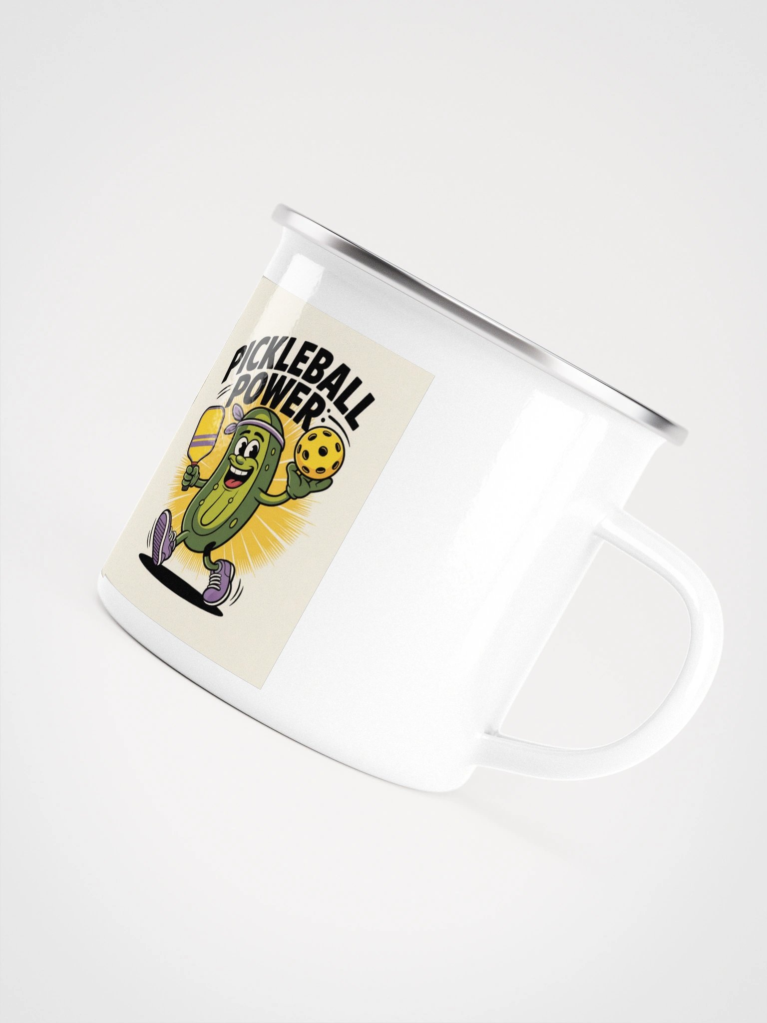 Pickleball Power Enamel Mug – Fun Pickle Character Design product image (5)