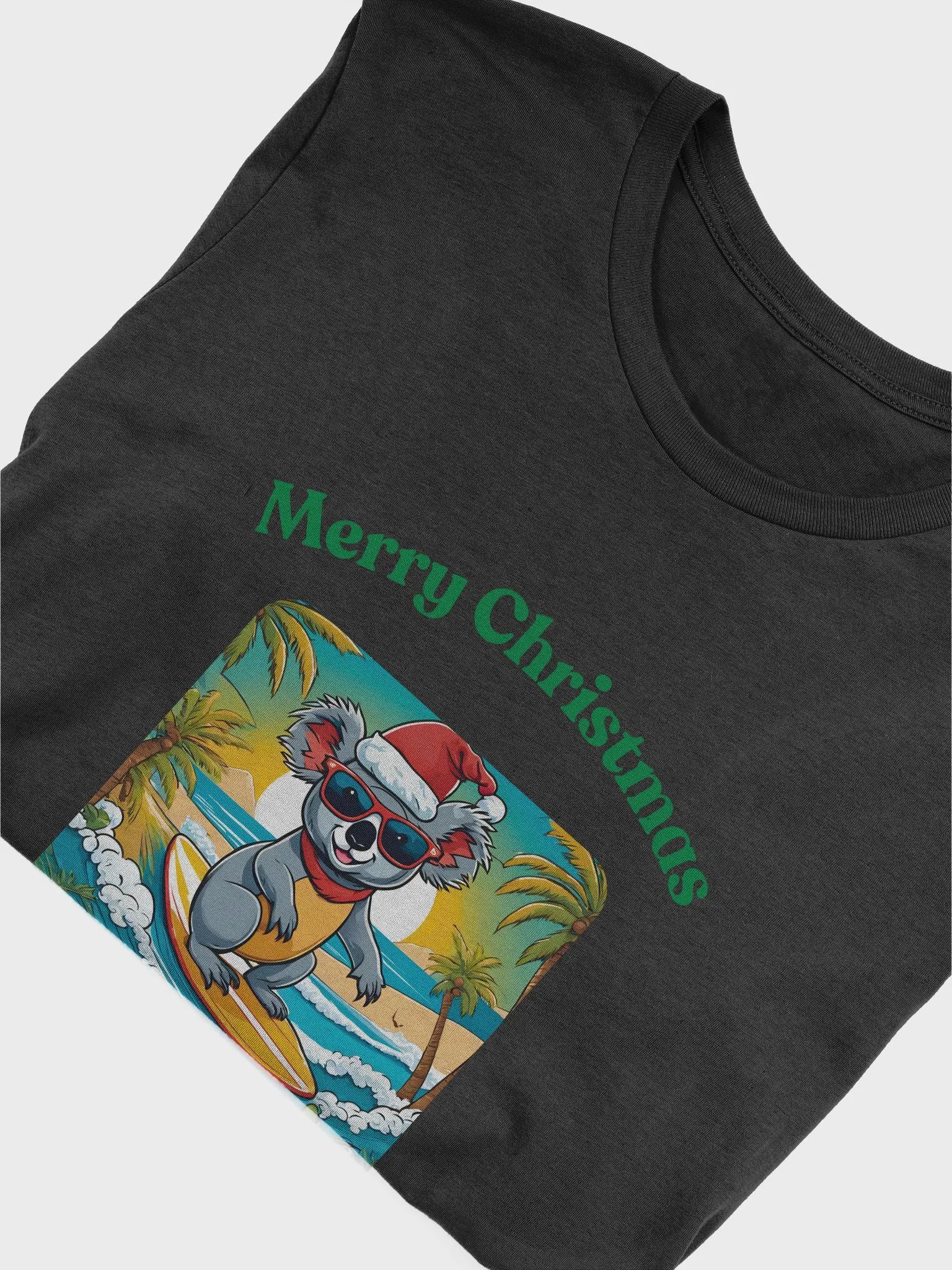 Festive Koala Surf Scene Merry Christmas T-Shirt - Green product image (5)