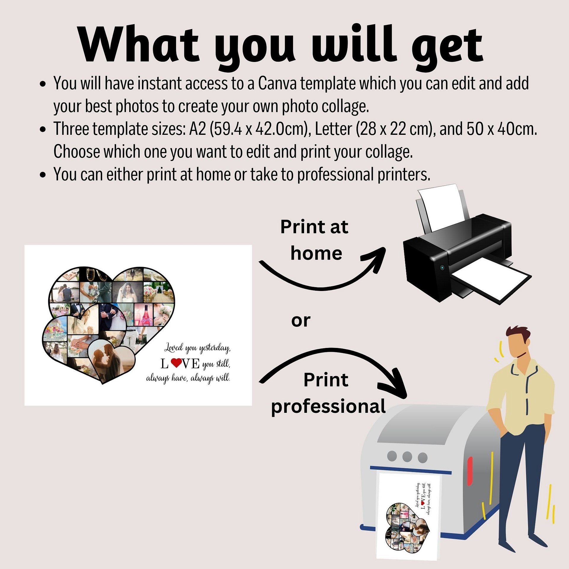 Three Hearts Photo Collage Canva Template product image (2)