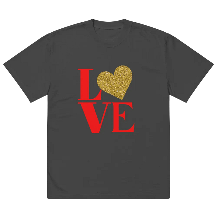 Love in Red Letters Gold Heart Oversized Tee product image (5)