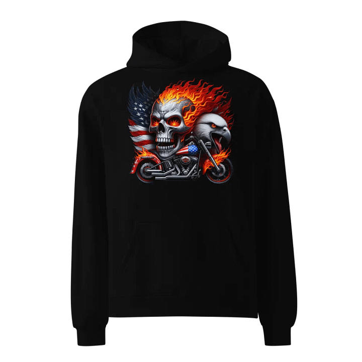 Flaming Eagle Skull Oversized Hoodie #11 product image (1)