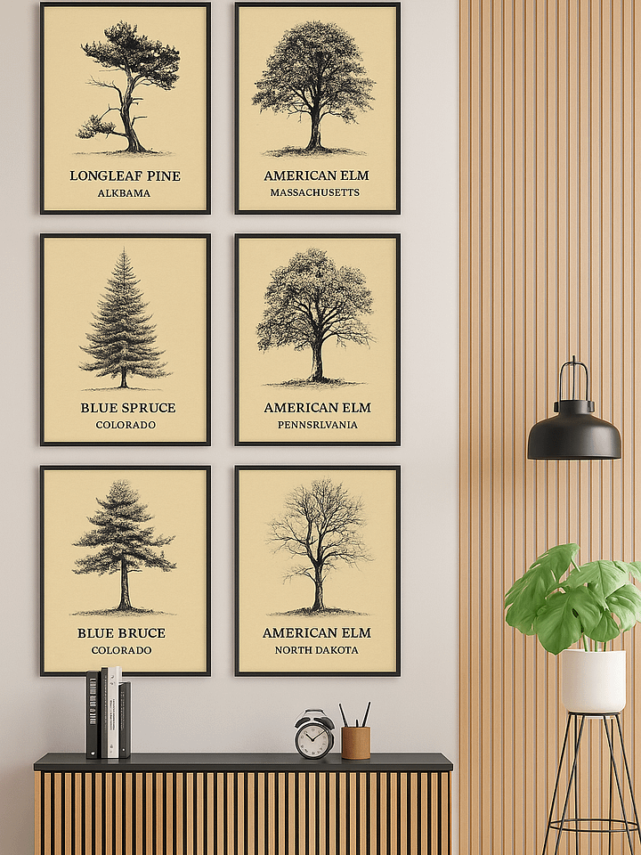 U.S 50 State Tree Wall Art Poster Bundle product image (2)