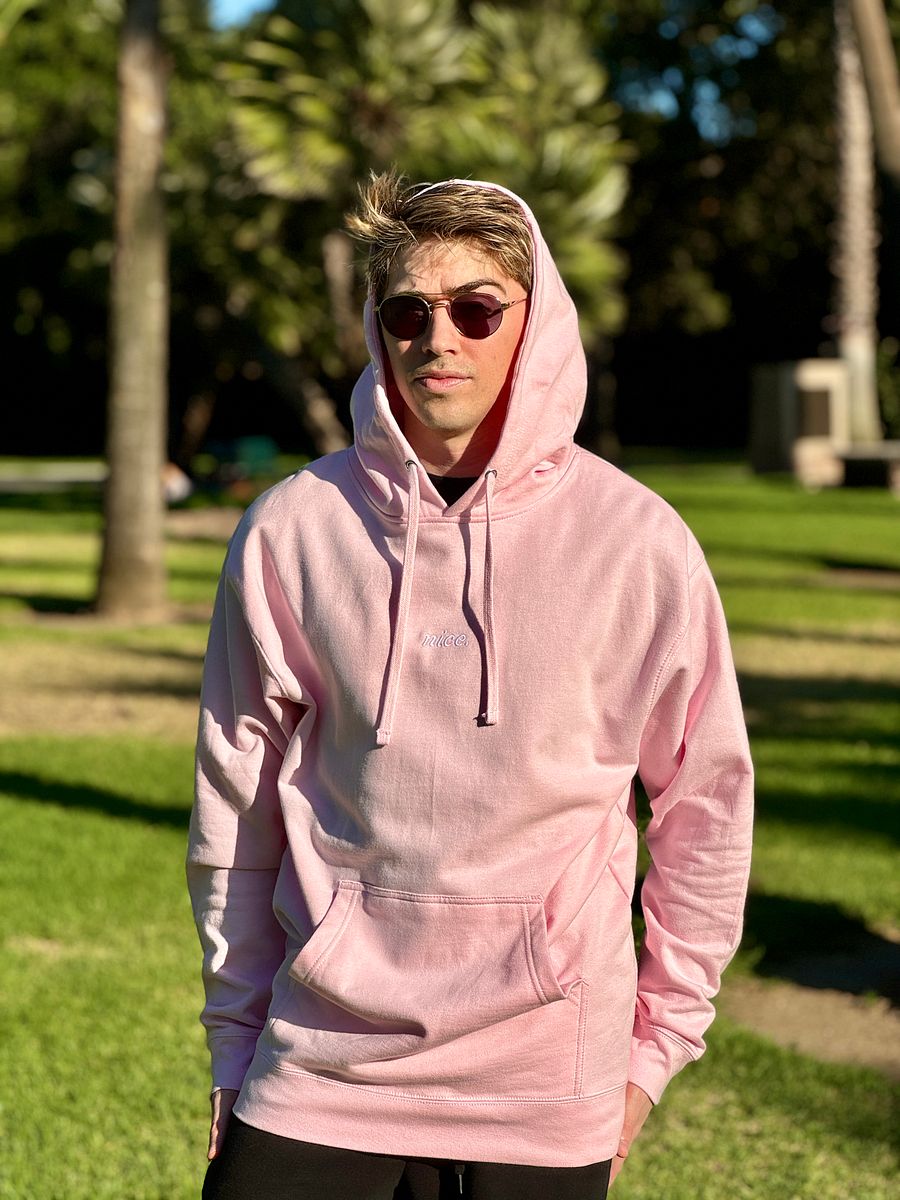 Nice. Embroidered Hoodie (Pink/White) product image (4)