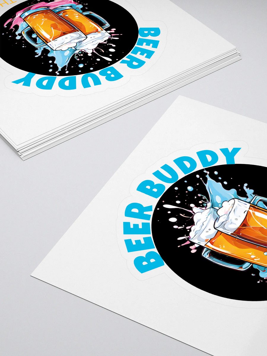 Beer Buddy Sticker | Fun Beer Lover Decal with Clinking Mugs and Foam Splash Design product image (4)