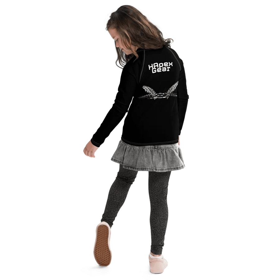 White HApex Gear White Logo Cancer Awareness Orange Ribbon. Black Youth Rash Guard product image (10)