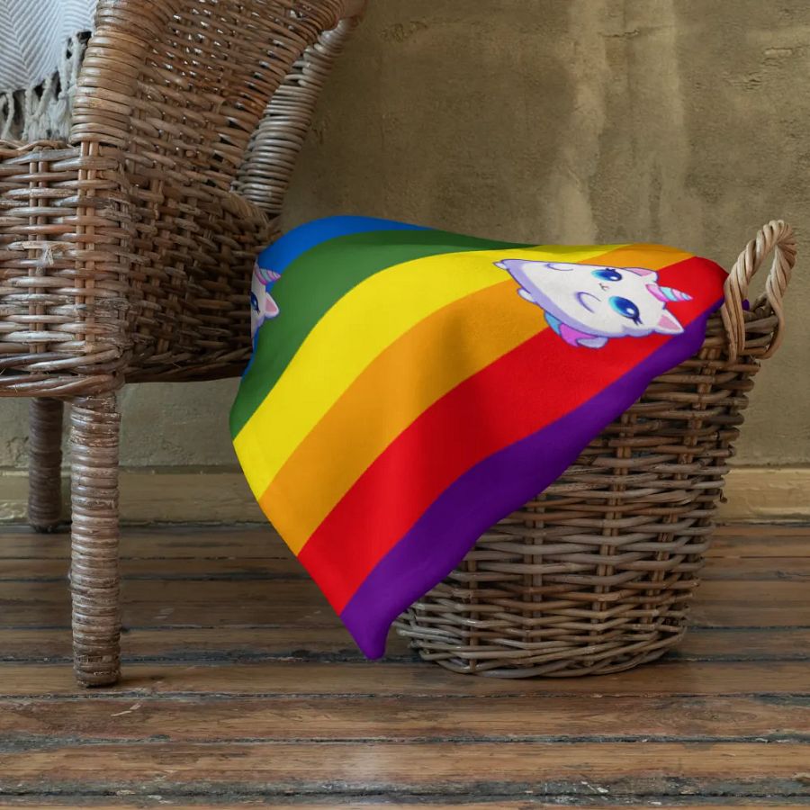Unicorn Kitty Pride Throw Blanket product image (9)