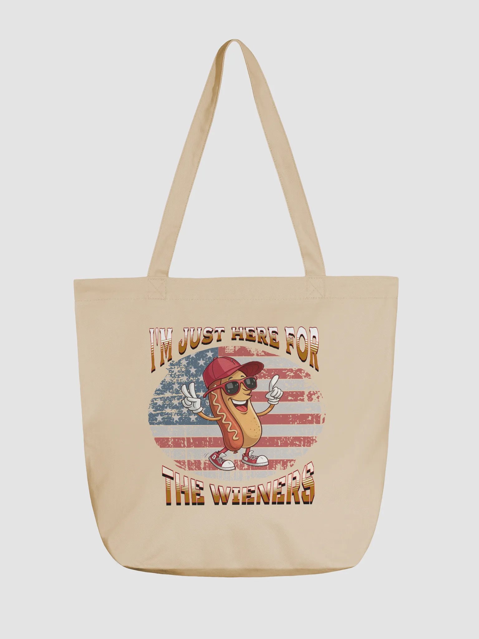 Im Just Here For The Wieners Hot Dog Peace Sign Eco Tote product image (5)