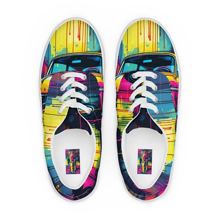 Pop Art Christine the car, women's Lace-Up Canvas Shoes product image (1)