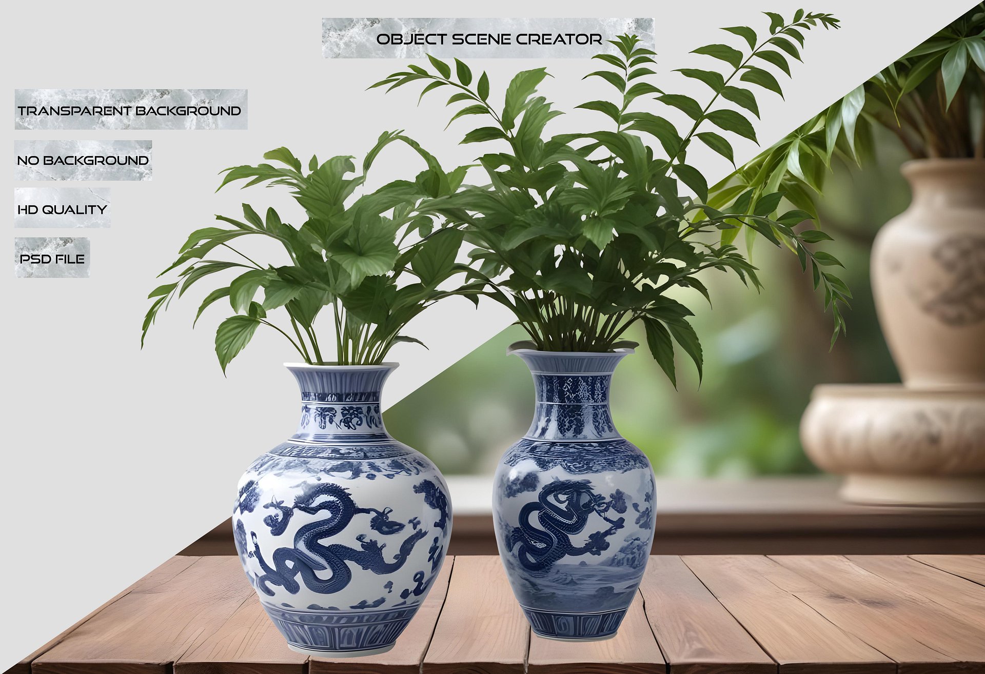 Chinese Porcelain Vase – Year of the Dragon with Serpent Décor PNG product image (2)