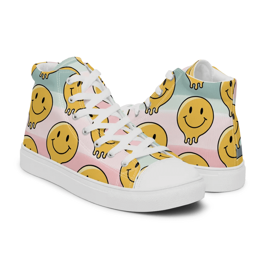 'Happy Face' Women's Handmade High Top Canvas Shoes product image (10)