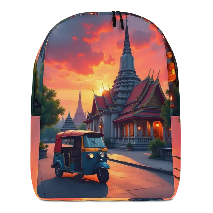 Tuk-Tuk at Sunset Near Thai Temple Backpack product image (1)