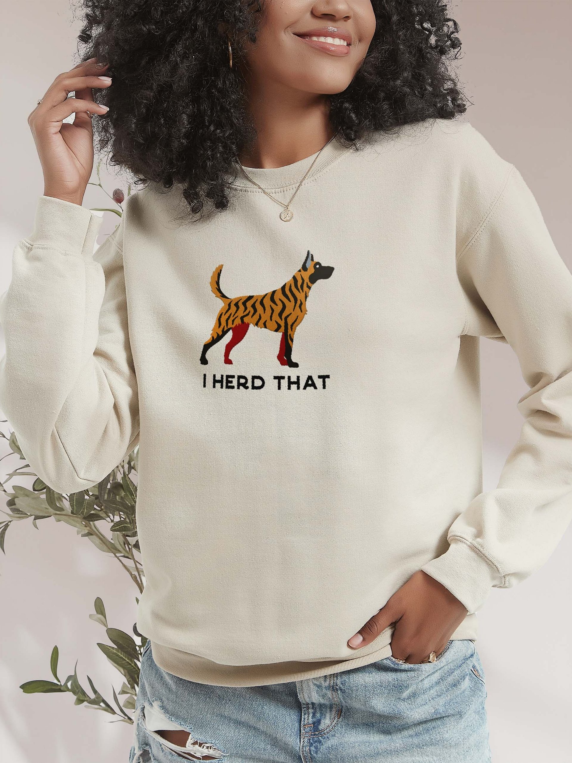 I Herd That Sweatshirt (Embroidered) of a Dutch Shepherd(Gold Brindle) product image (2)