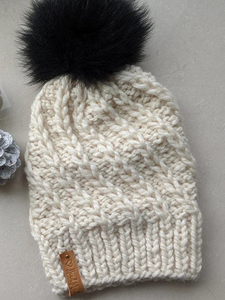 Latte Cable Knit Winter Hat Pattern product image (1)