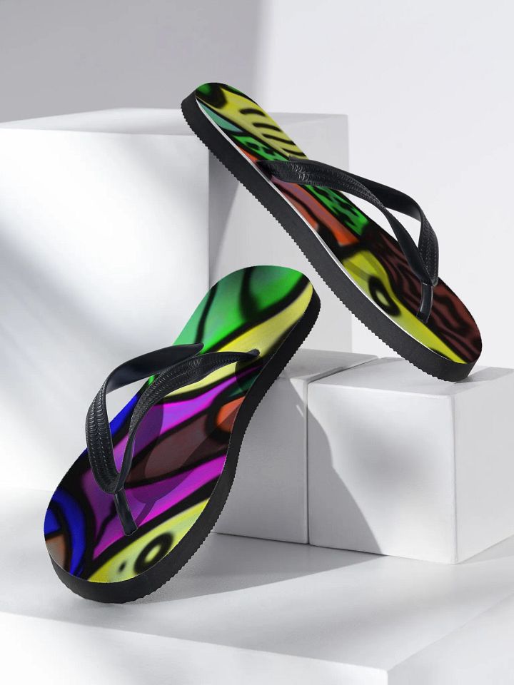 Flip flops in colorful abstract print product image (2)