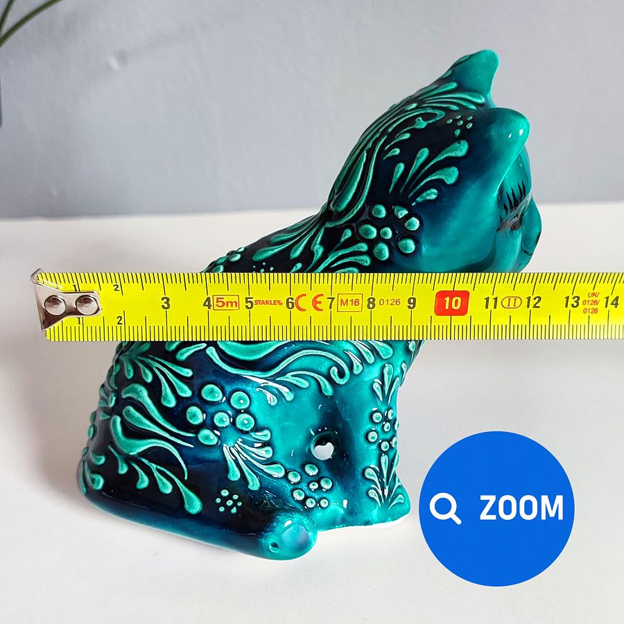 Ceramic turquoise cat — handmade pottery, handmade ceramic, home decor, handmade gift, Turkish ceramic product image (9)